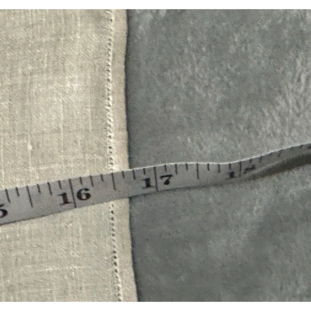 Solid Beige Linen Blend Square Napkin Cloth Hemmed Edges Set of 8
